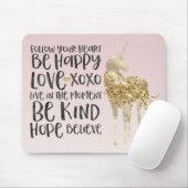 Black Waterverf Inspirerend Gold Unicorn Muismat (Met muis)