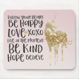 Black Waterverf Inspirerend Gold Unicorn Muismat