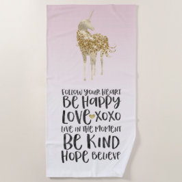 Black Waterverf Inspirerend Gold Unicorn Strandlaken