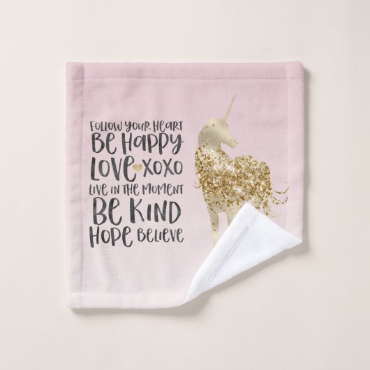 Black Waterverf Inspirerend Gold Unicorn Washandje (Wasdoekje)