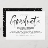 Black Waterverf Lettering Afstuderen Uitnodiging I (Voorkant / Achterkant)