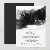 Black waterverf moody bruiloft kaart (Voorkant / Achterkant)