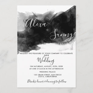 Black waterverf moody bruiloft kaart