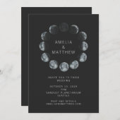 Black Waterverf Moon Phases Celestial Wedding Kaart (Voorkant / Achterkant)