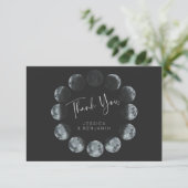 Black Waterverf Moon Phases Custom Wedding Bedankkaart (Staand voorkant)