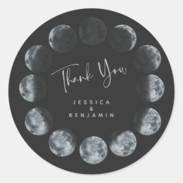 Black Waterverf Moon Phases Custom Wedding Ronde Sticker