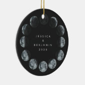 Black Waterverf Moon Phases Personalized Couple Keramisch Ornament (Rechts)