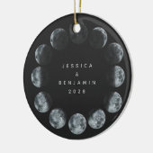 Black Waterverf Moon Phases Personalized Couple Keramisch Ornament (Links)