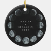 Black Waterverf Moon Phases Personalized Couple Keramisch Ornament (Achterkant)