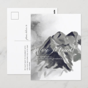 Black Waterverf Mountains Moving Announement Briefkaart