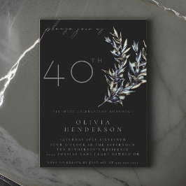 Black Waterverf Olive Branch Verjaardagsuitnodigin