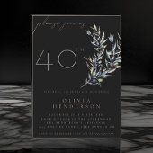 Black Waterverf Olive Branch Verjaardagsuitnodigin