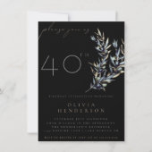 Black Waterverf Olive Branch Verjaardagsuitnodigin (Voorkant)