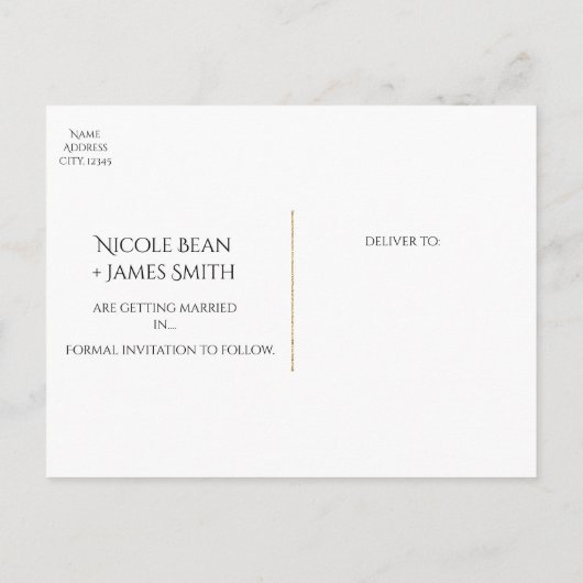 Black Waterverf Rozen Weddenschap Save the Date Aankondigingskaart (Achterkant)