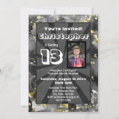 Black Waterverf Teen Boys Birthday Party foto in Kaart (Voorkant)