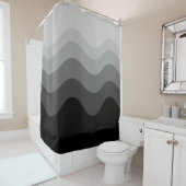 Black Wavey Stripe Modern Shower Curtain Douchegordijn (In situ)
