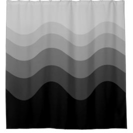 Black Wavey Stripe Modern Shower Curtain Douchegordijn