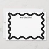 Black Wavy Border Gepersonaliseerd Dank u Notitiekaartje (Voorkant)