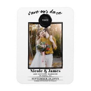 Black Wax Seal Foto Bruiloft Save the Date Magneet