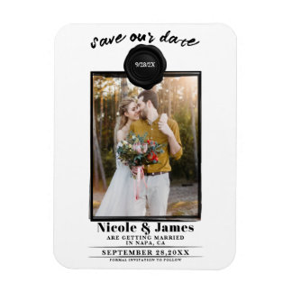 Black Wax Seal Foto Bruiloft Save the Date Magneet