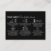 Black Wax Smelt Care instructies Bedankt Visitekaartje (Achterkant)