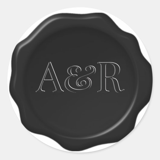Black Wax-zegel Sticker-monogram, Ronde Sticker (Voorkant)
