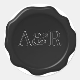 Black Wax-zegel Sticker-monogram, Ronde Sticker