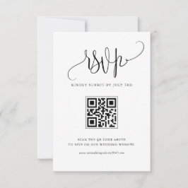 Black we Do Modern Calligraphy Wedding QR Code RSVP Kaartje