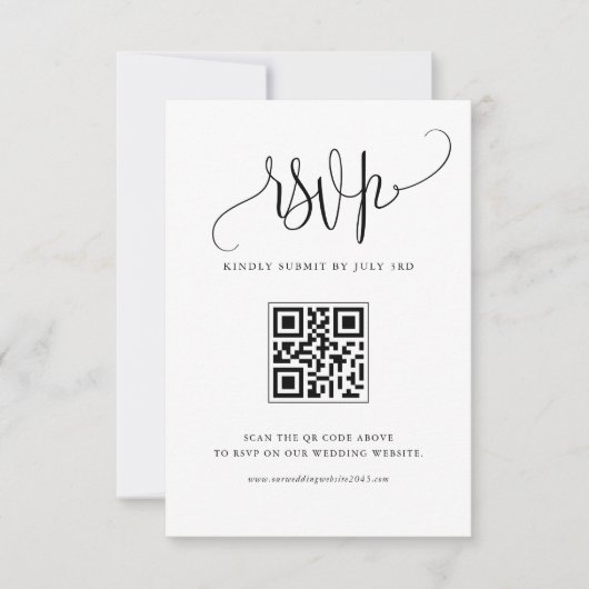 Black we Do Modern Calligraphy Wedding QR Code RSVP Kaartje (Voorkant)