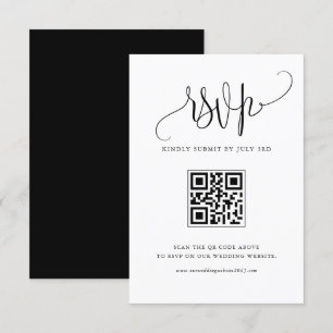 Black we Do Modern Calligraphy Wedding QR Code RSVP Kaartje