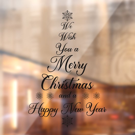 Black we wensen u een prettig kerstvenster. raamsticker (Vel 2)