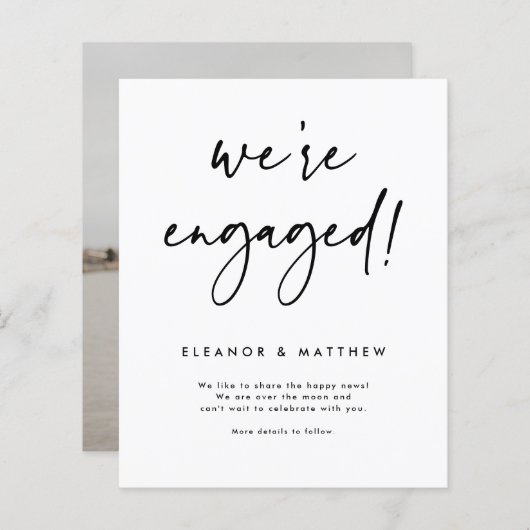 Black We zijn 'Engaged Verloving Announcement' (Voorkant / Achterkant)