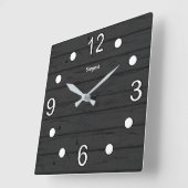 Black Weathered Wood Style met witte cijfers Vierkante Klok (Hoek)
