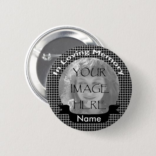Black Weave Photo Memorial Button (Voorkant /achterkant)