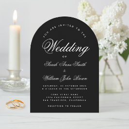 Black Wedding Arch Eenvoudige kalligrafie Modern Kaart