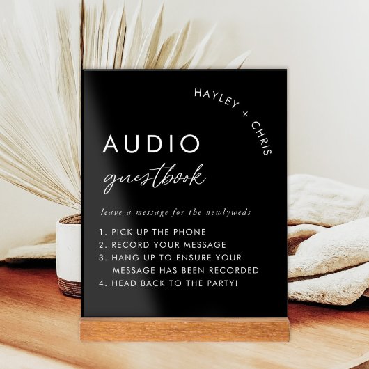 Black Wedding Audio Gastboek Telefoonbericht Acryl Bord