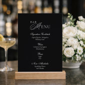 Black Wedding Bar Menu Sign Kaart
