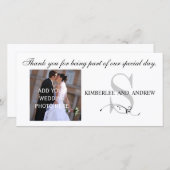 Black Wedding Bedankt Monogram Namen Fotokaart (Voorkant / Achterkant)