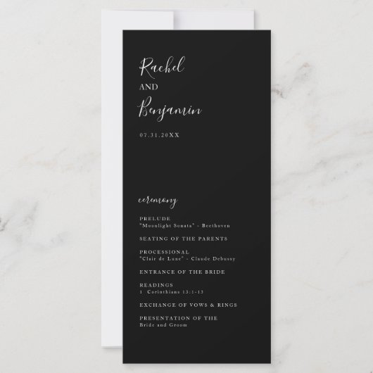 Black Wedding Ceremony Script Programma Elegant (Voorkant)