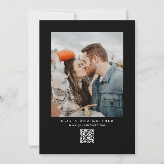Black Wedding | Clean Typography Photo & QR Code Save The Date (Achterkant)