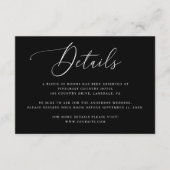 Black Wedding Details Invoegen | elegant script Informatiekaartje (Voorkant)