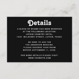 Black Wedding Details | Minimalist Information Informatiekaartje