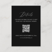 Black Wedding Details Website QR Code Informatiekaartje (Voorkant)