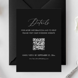 Black Wedding Details Website QR Code Informatiekaartje