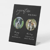 Black Wedding Dog Signature Cocktail Bar Sign Reclamebord Met Voetstuk (Voorkant)