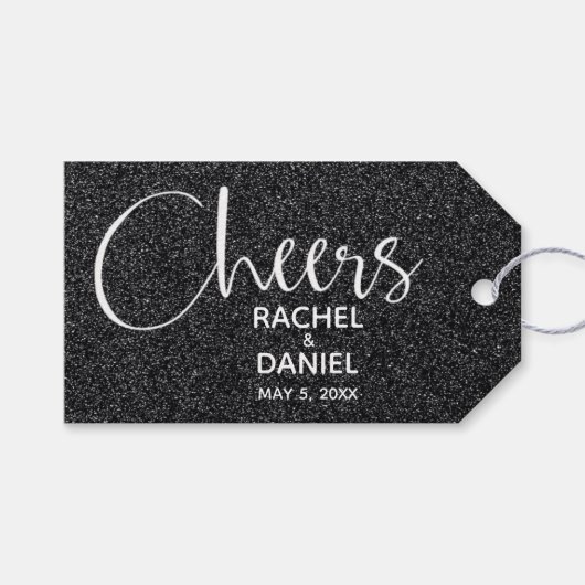 Black Wedding Favor Cadeaulabel (Voorkant (Horizontaal))