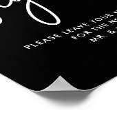 Black Wedding Guest Book Kindly Sign Poster (Hoek)