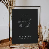 Black Wedding Guest Book Sign Sjabloon Kaart