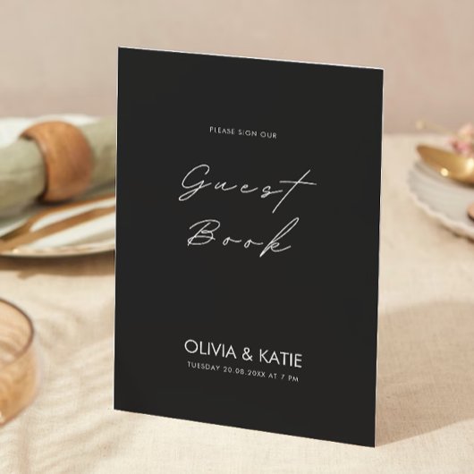 Black Wedding Guest Book Sign Sjabloon Kaart