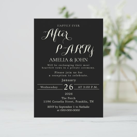 Black wedding invitation bedankkaart (Staand voorkant)